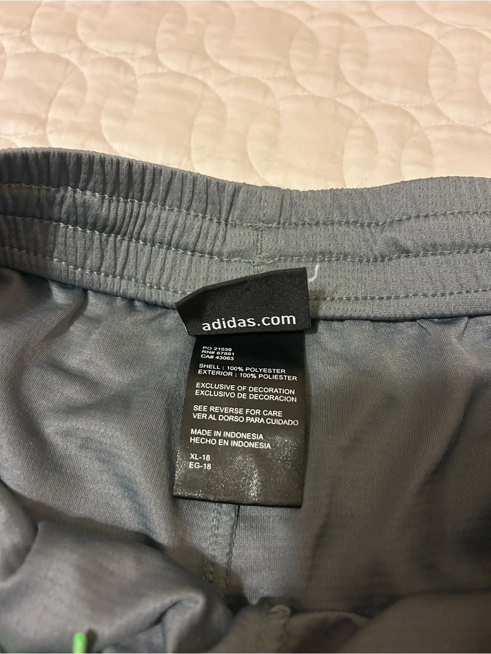 adidas Gray Athletic Shorts with Neon Green Accents